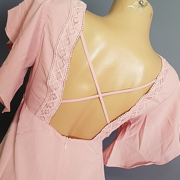 Stunning pink boho dress CRISS CROSS BACK - Picture 6 of 7